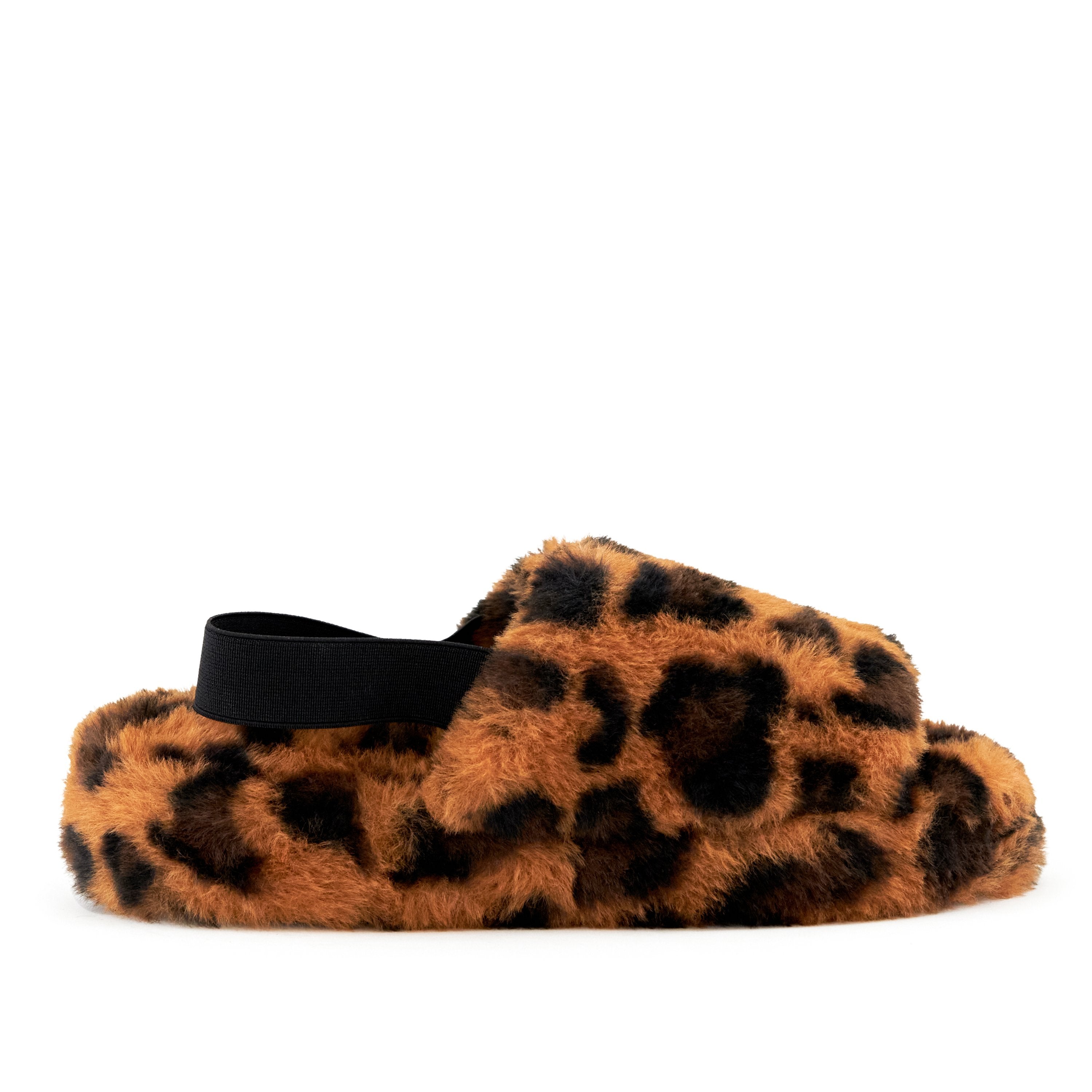 Lisbon Faux Leopard Fur Slipper