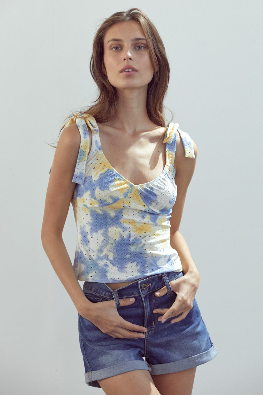 ARROW Eyelet Ruched Cami Top