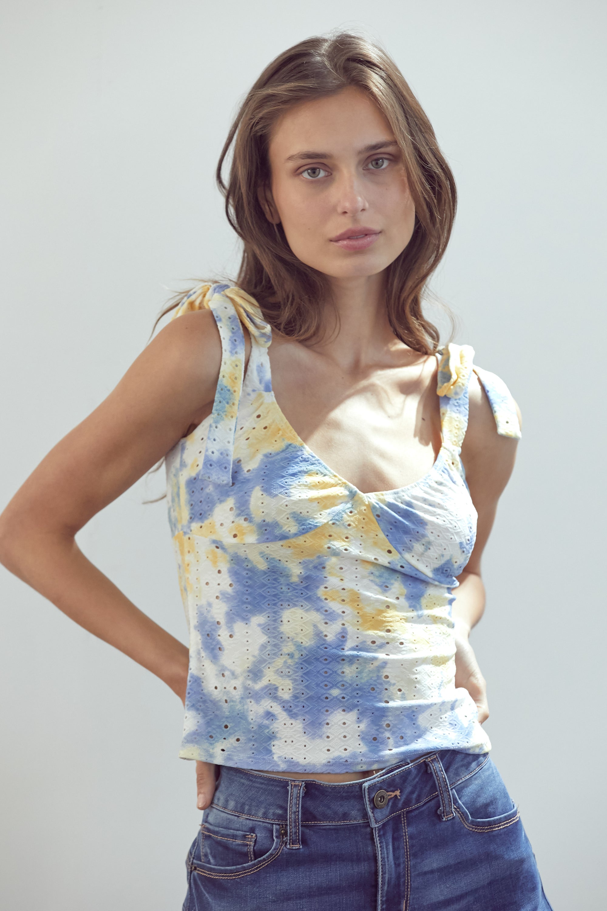 ARROW Eyelet Ruched Cami Top