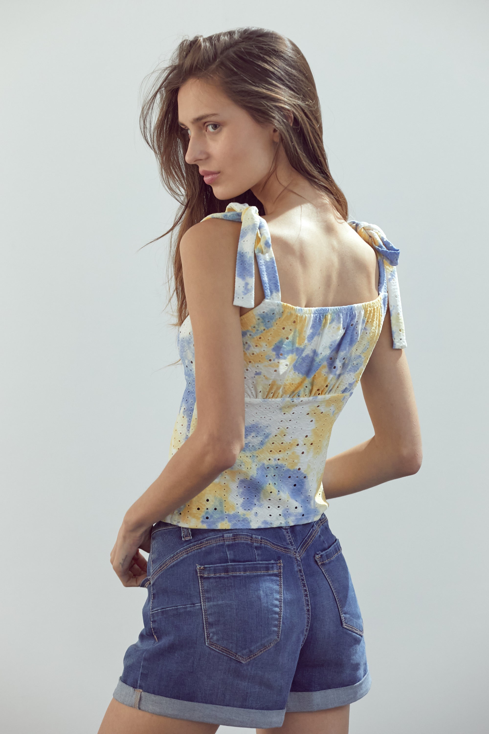 ARROW Eyelet Ruched Cami Top
