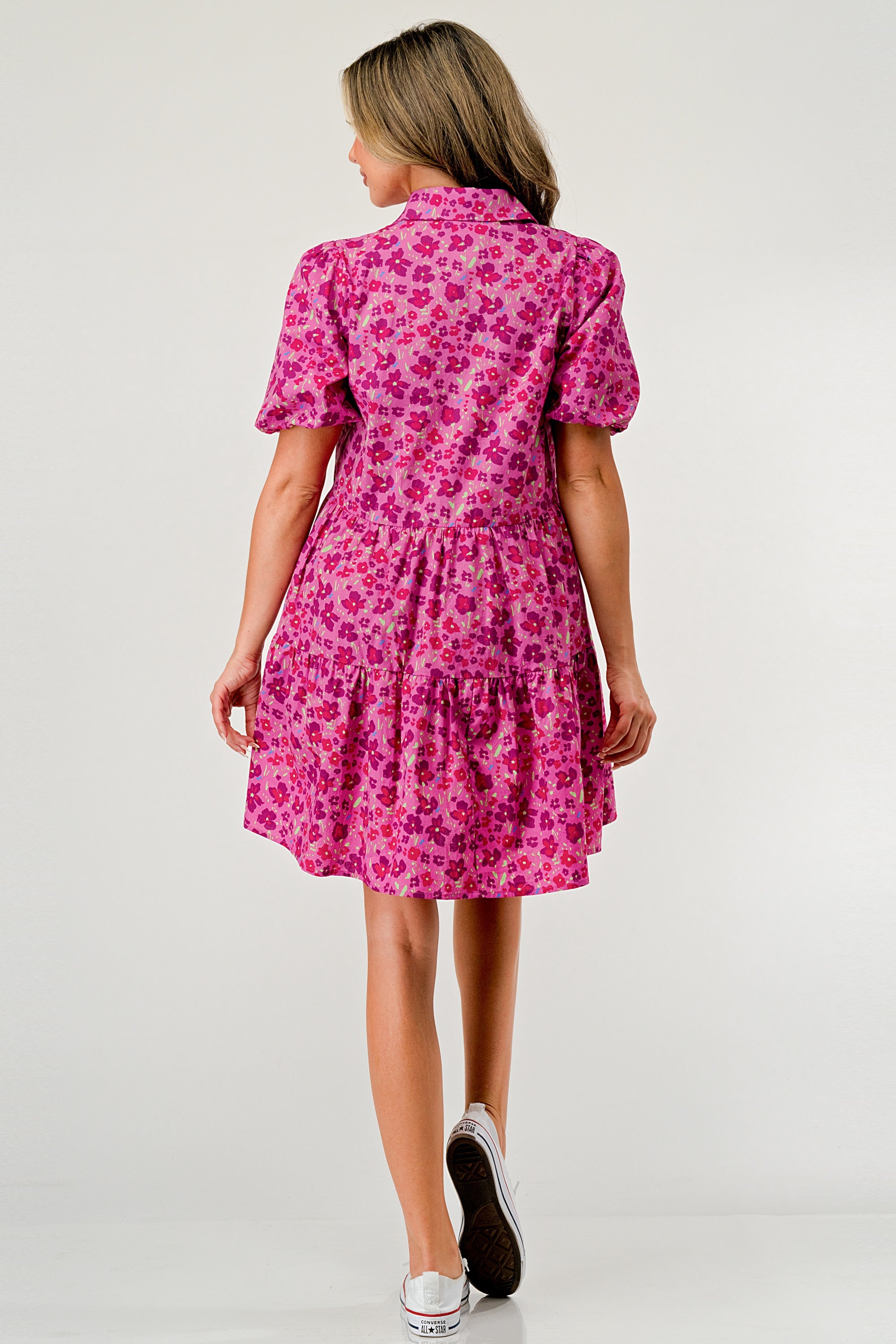 ARROW Floral Print Tiered Dress with Puff Sleeves