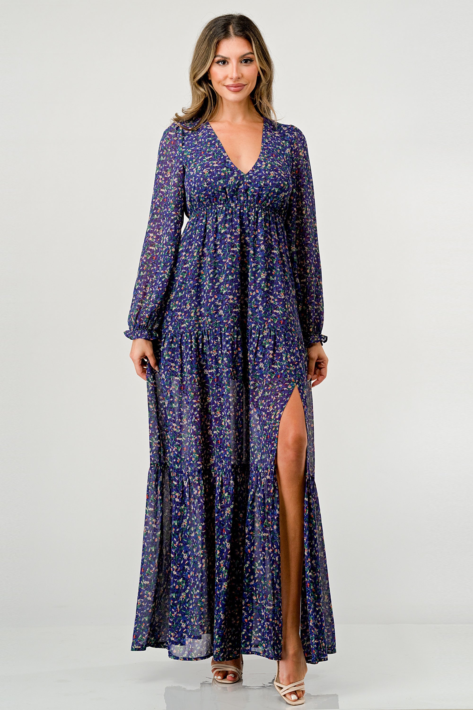 ARROW Tiered Side Slit Floral Maxi Dress