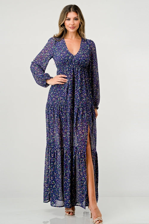 ARROW Tiered Side Slit Floral Maxi Dress
