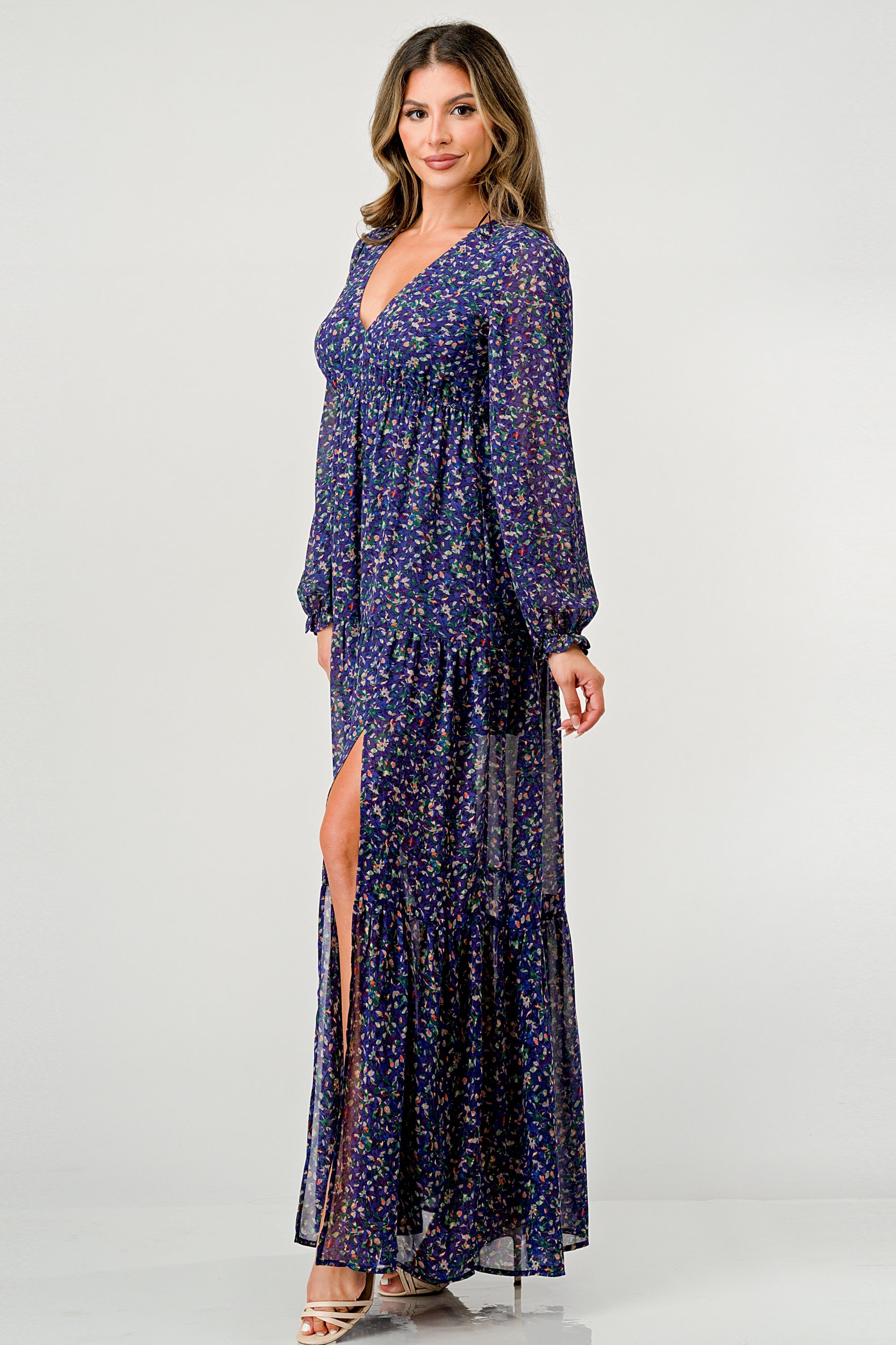 ARROW Tiered Side Slit Floral Maxi Dress