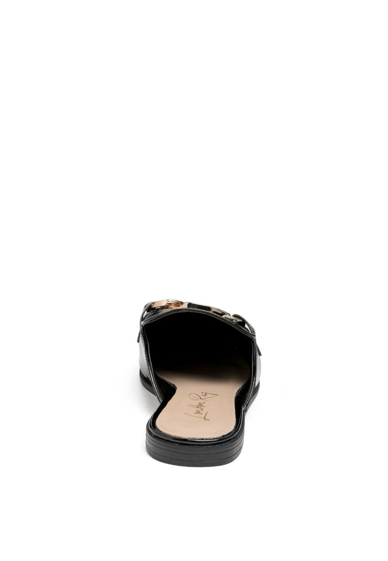 Gladioli Metal Buckled Fringe Detail Mules