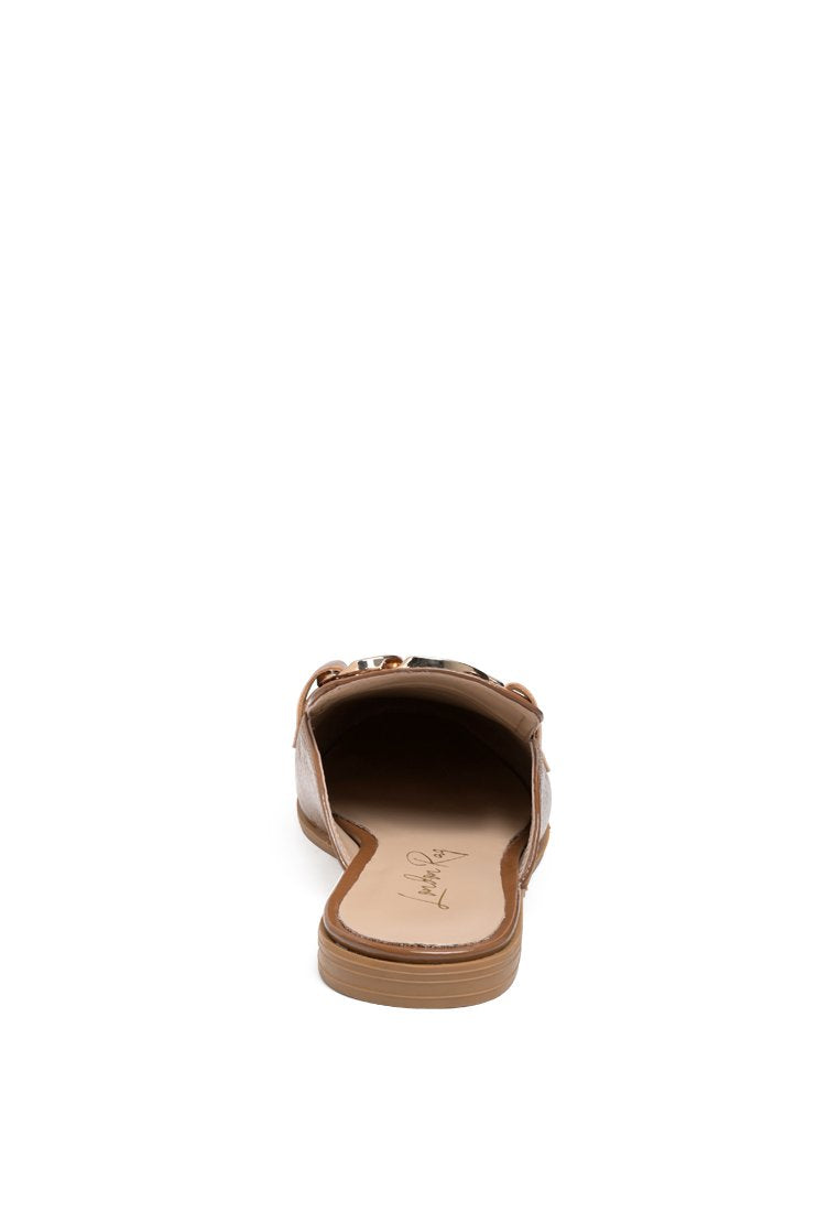 Gladioli Metal Buckled Fringe Detail Mules