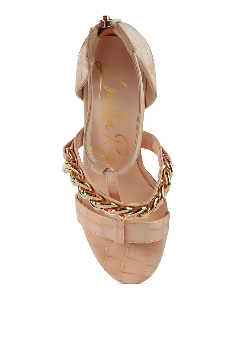 Bonita Metal Chain Zip Up Heels