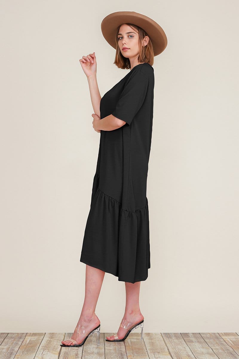 Megan Asymmetric Ruffle Dress