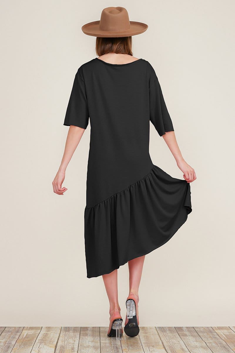 Megan Asymmetric Ruffle Dress