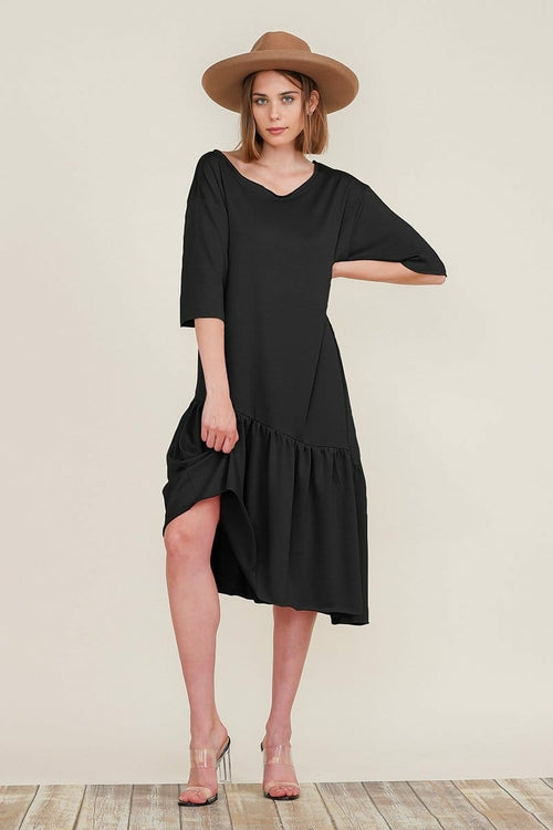 Megan Asymmetric Ruffle Dress