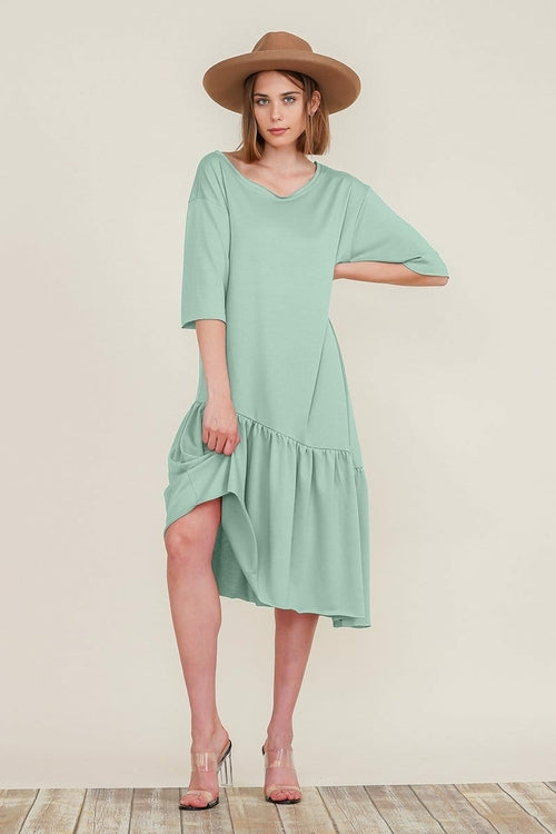 Megan Asymmetric Ruffle Dress