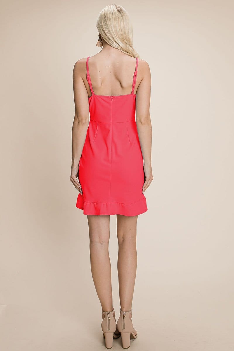 GIA Asymmetrical Ruffle Hem Wrap Mini Dress