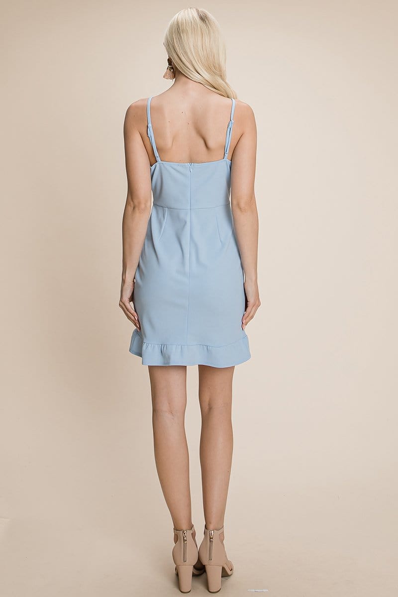 GIA Asymmetrical Ruffle Hem Wrap Mini Dress