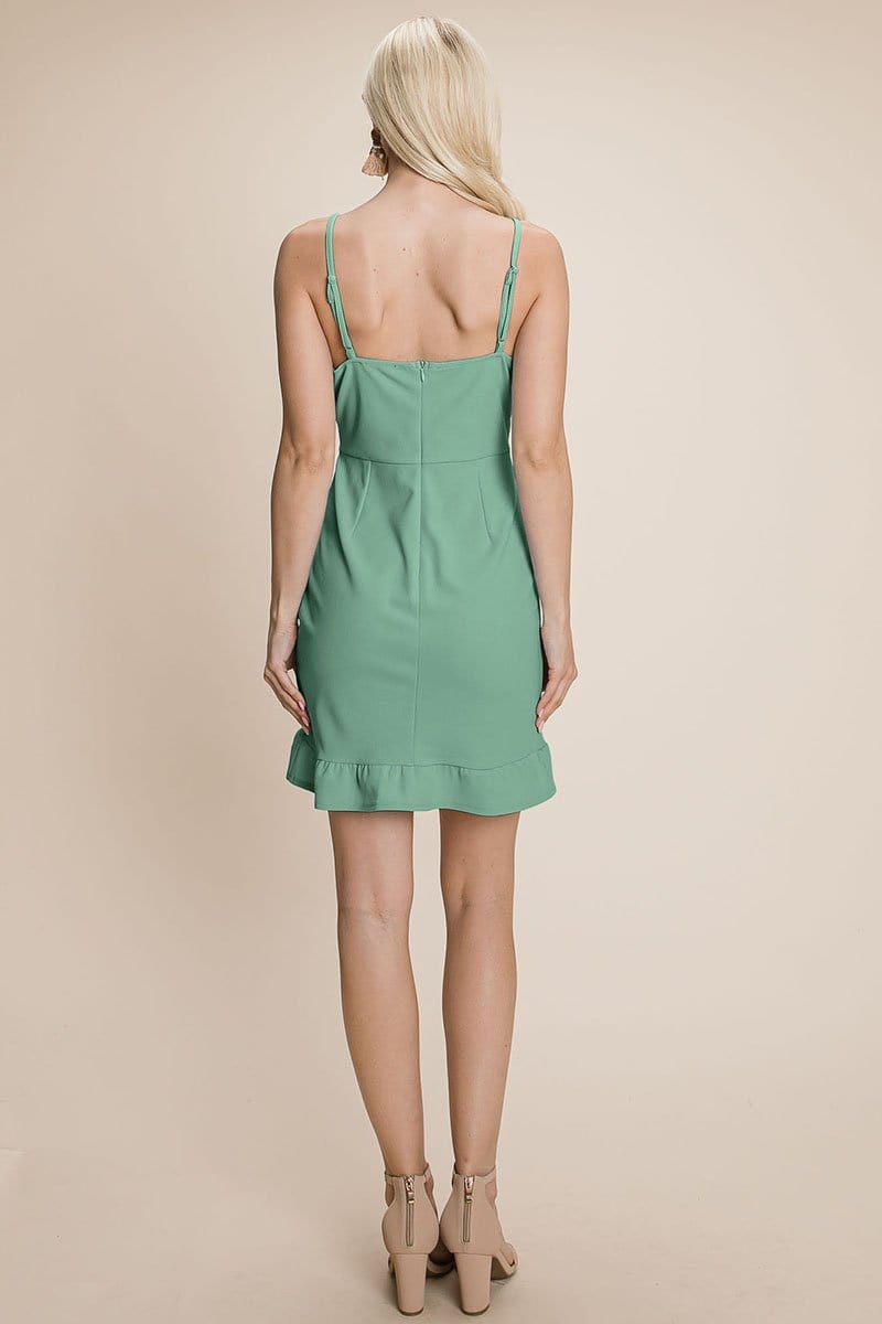 GIA Asymmetrical Ruffle Hem Wrap Mini Dress