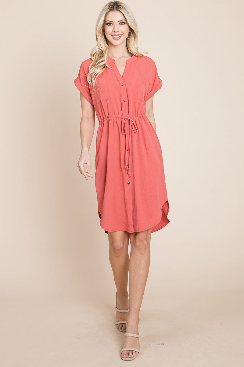 Everyday Cinched Shirt Dress