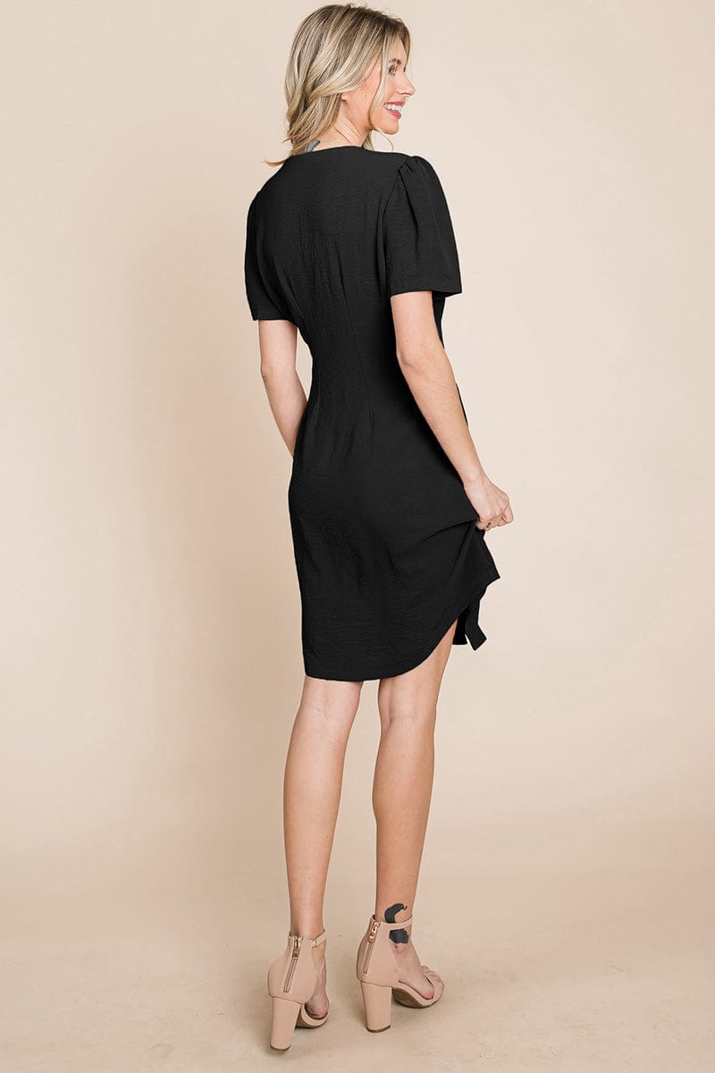 GIA Solid Pleated Button Down Shirt Dress