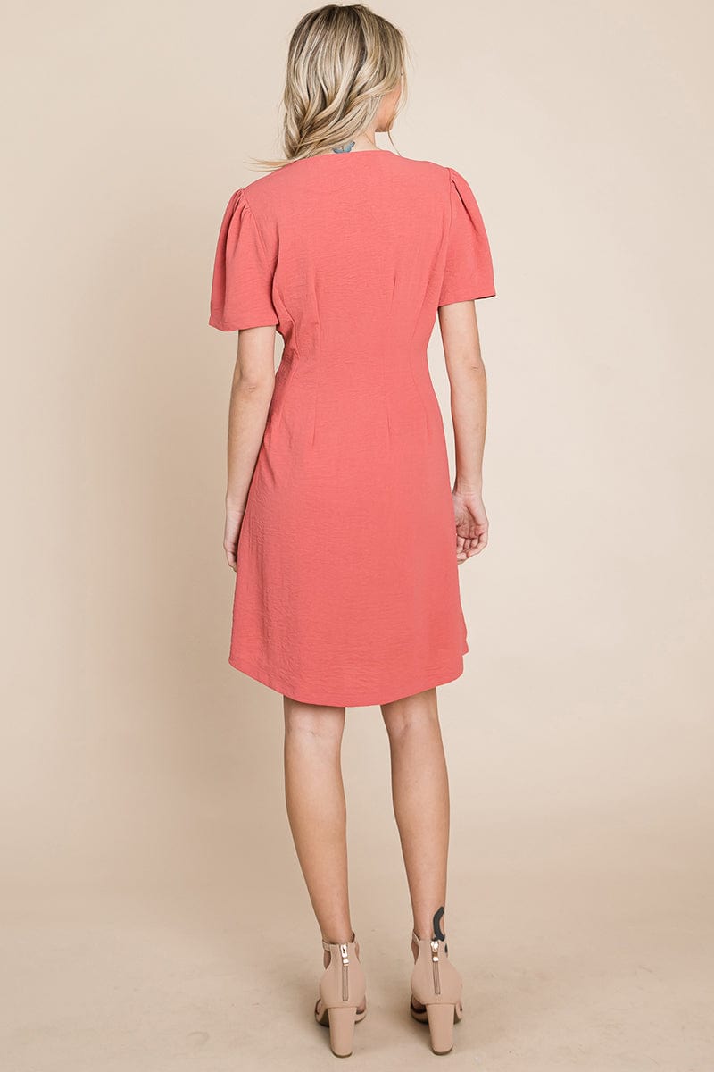 GIA Solid Pleated Button Down Shirt Dress