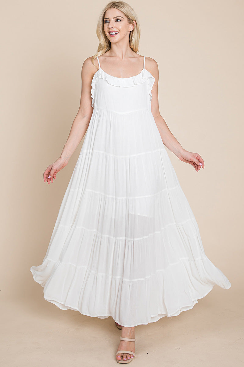 LISA Tiered Tie Strap Cami Maxi Dress