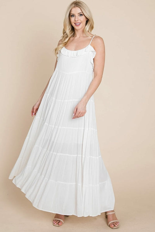 LISA Tiered Tie Strap Cami Maxi Dress