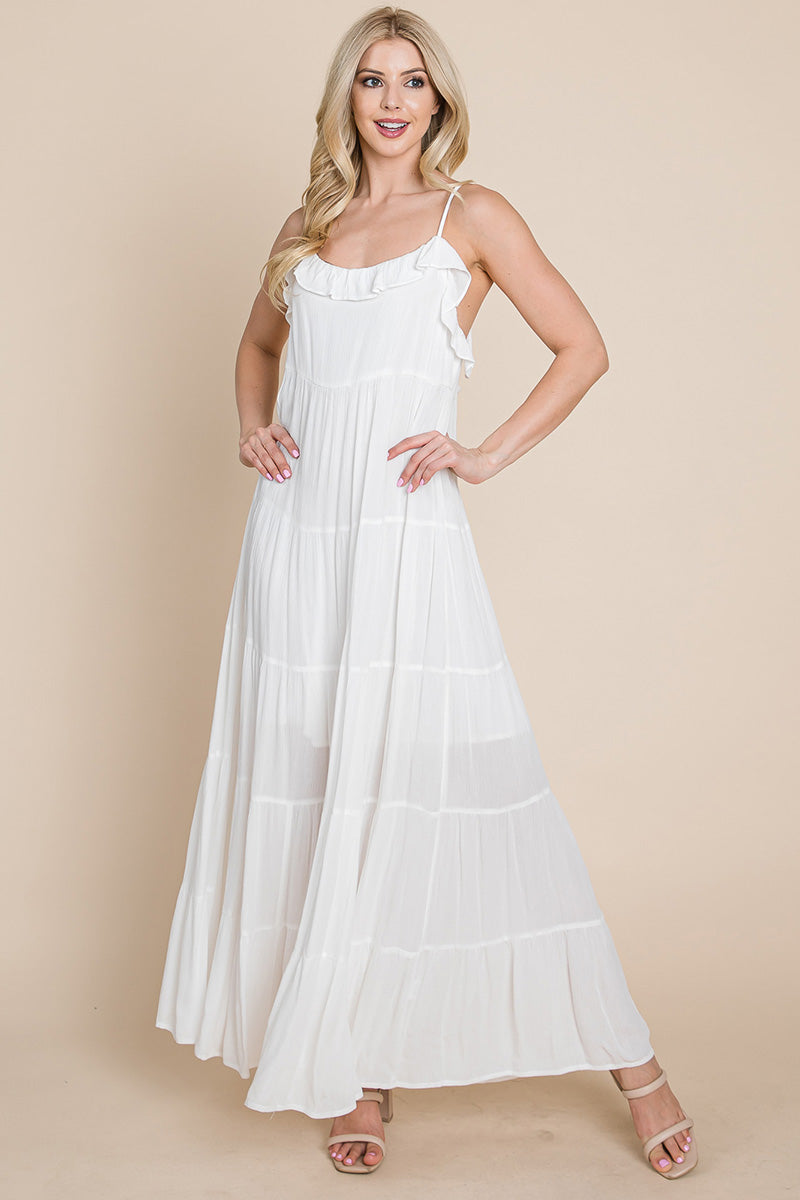 LISA Tiered Tie Strap Cami Maxi Dress