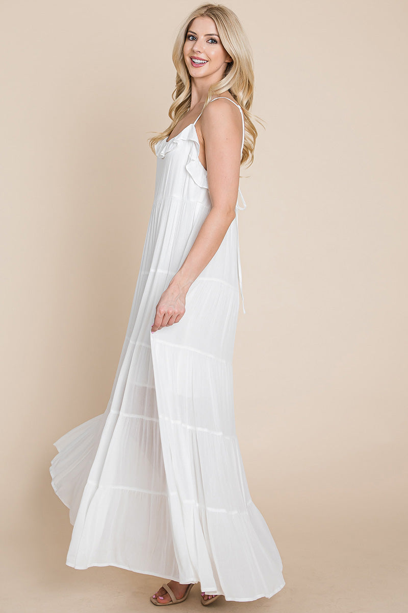 LISA Tiered Tie Strap Cami Maxi Dress
