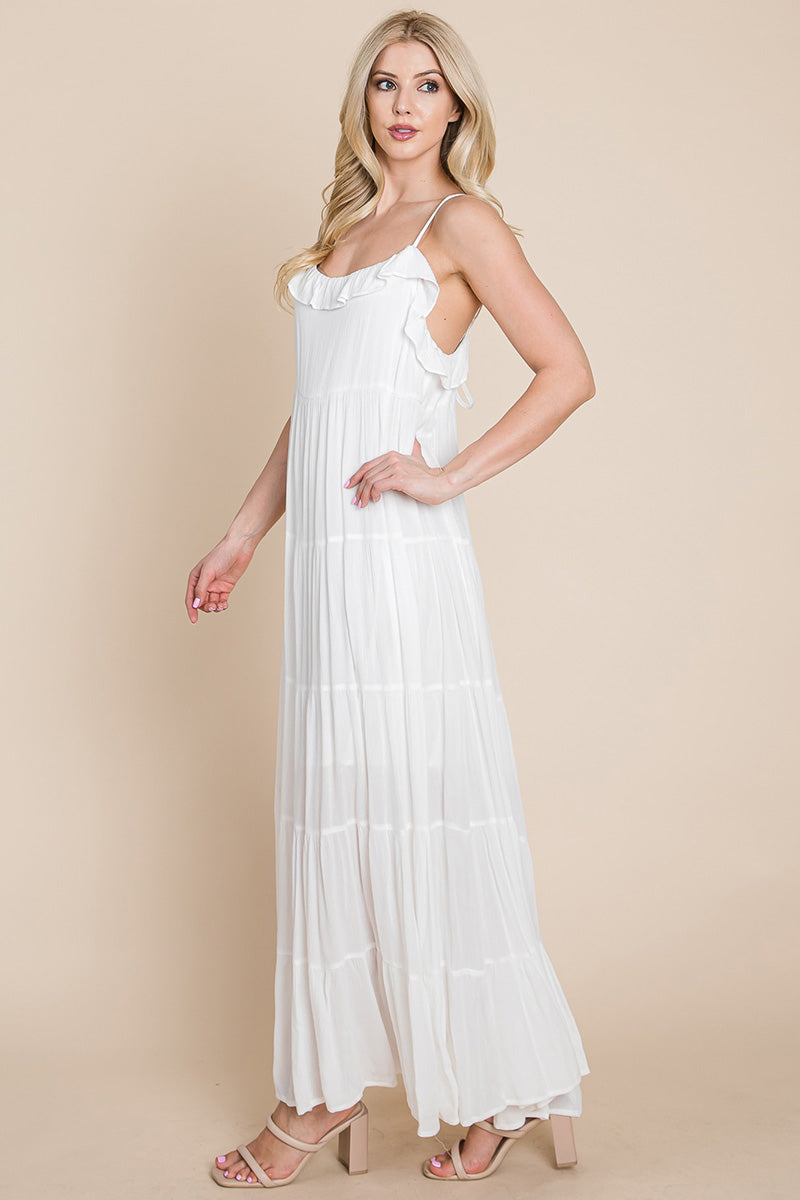 LISA Tiered Tie Strap Cami Maxi Dress