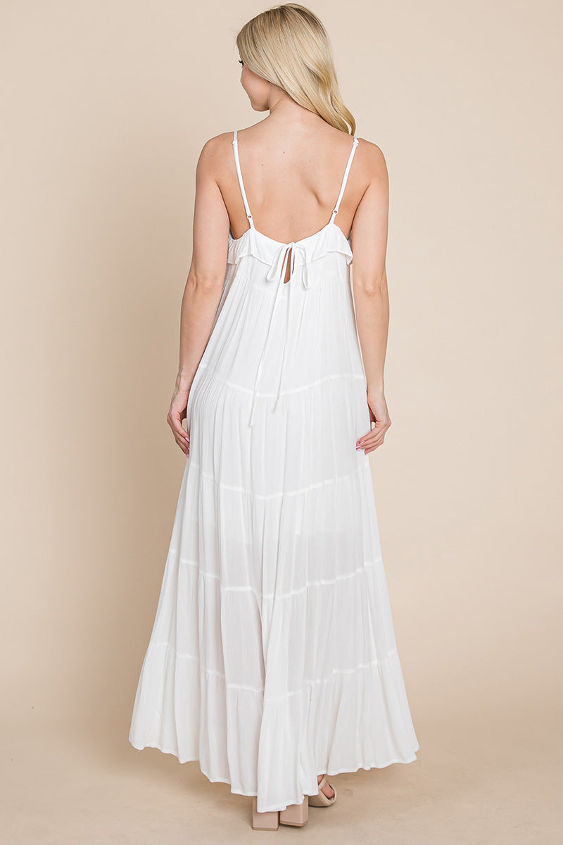 LISA Tiered Tie Strap Cami Maxi Dress
