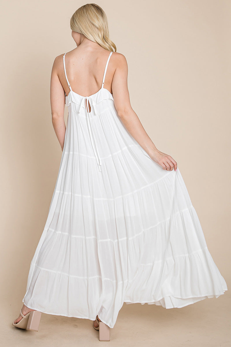 LISA Tiered Tie Strap Cami Maxi Dress