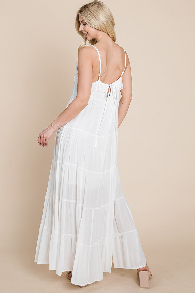 LISA Tiered Tie Strap Cami Maxi Dress
