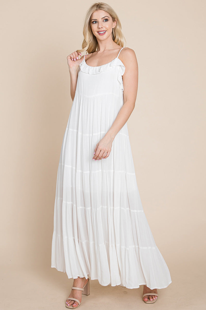 LISA Tiered Tie Strap Cami Maxi Dress