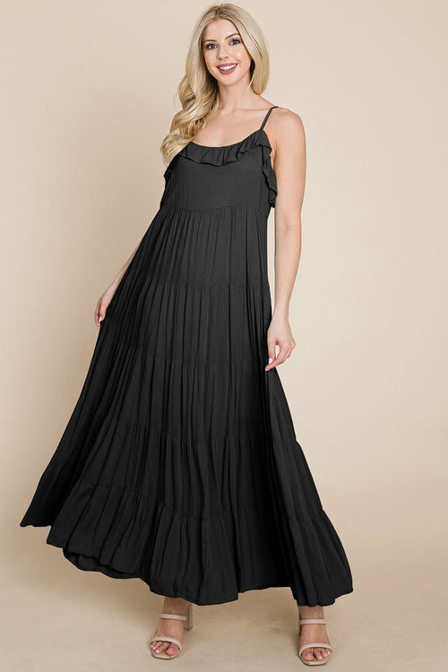 LISA Tiered Tie Strap Cami Maxi Dress