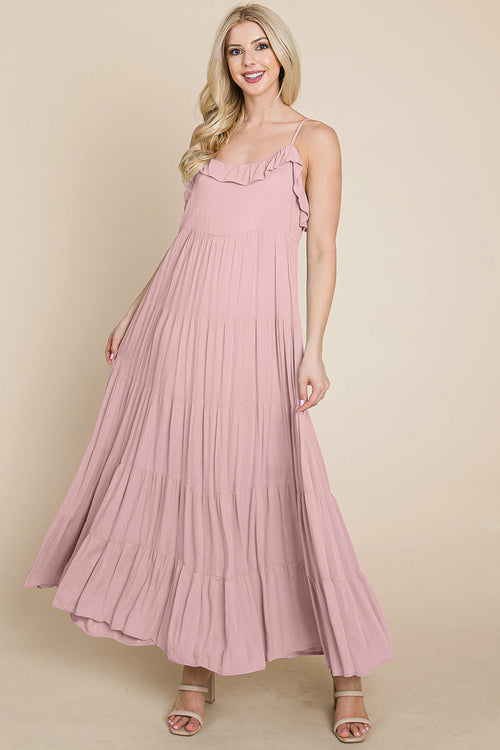 LISA Tiered Tie Strap Cami Maxi Dress