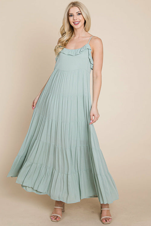 LISA Tiered Tie Strap Cami Maxi Dress