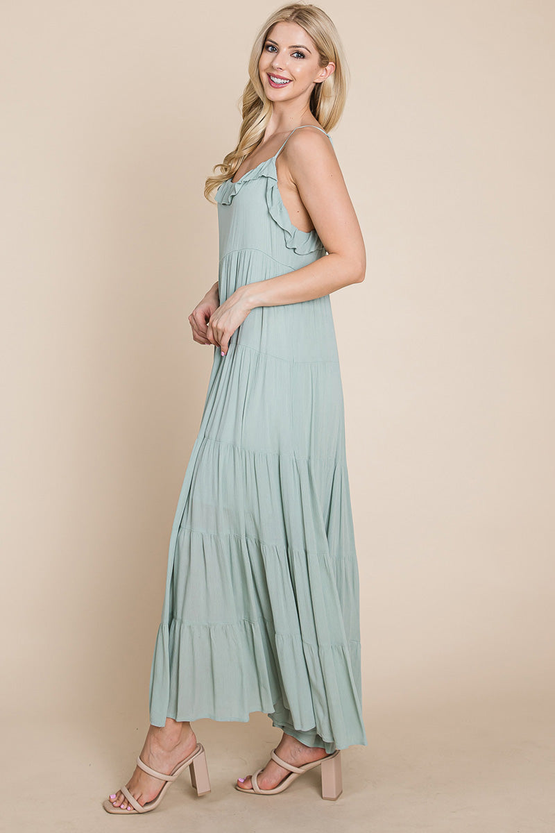 LISA Tiered Tie Strap Cami Maxi Dress