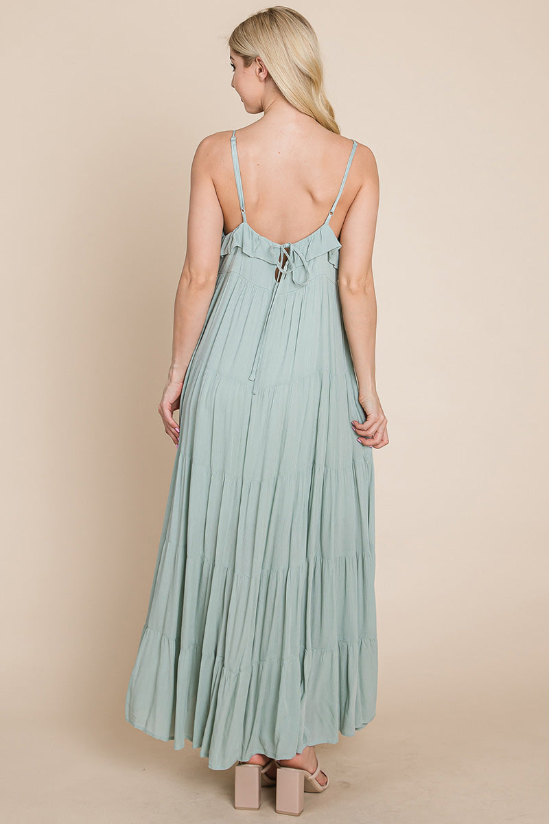 LISA Tiered Tie Strap Cami Maxi Dress