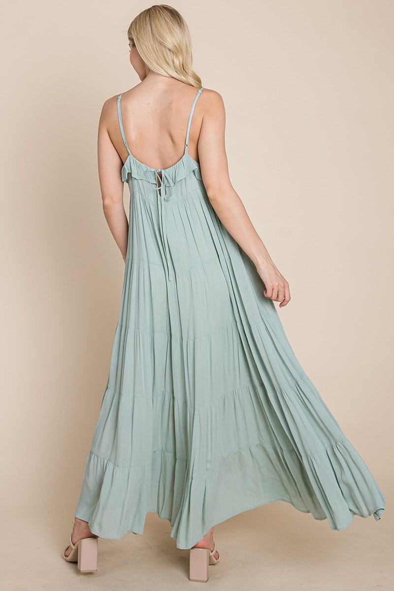 LISA Tiered Tie Strap Cami Maxi Dress
