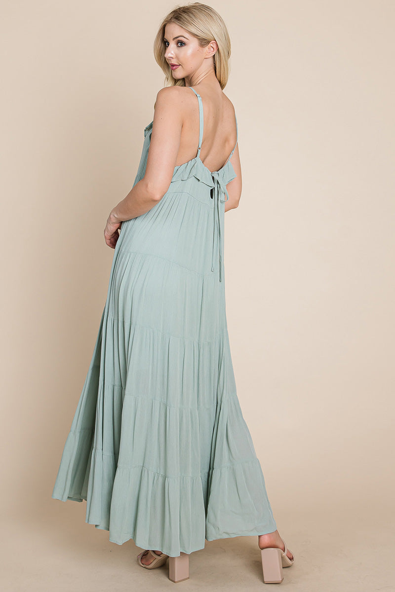 LISA Tiered Tie Strap Cami Maxi Dress