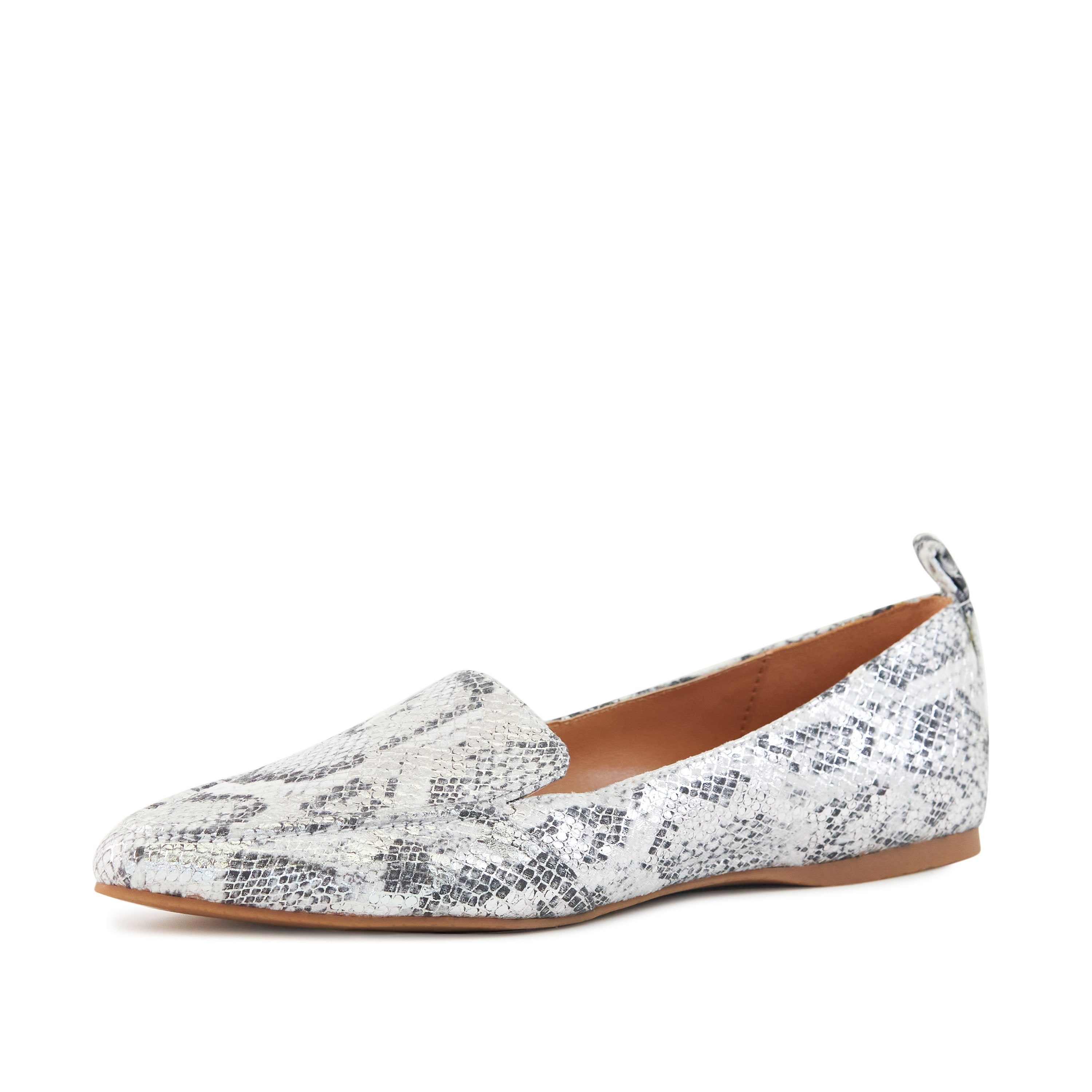 Socialite Flat (Silver Snake Skin)