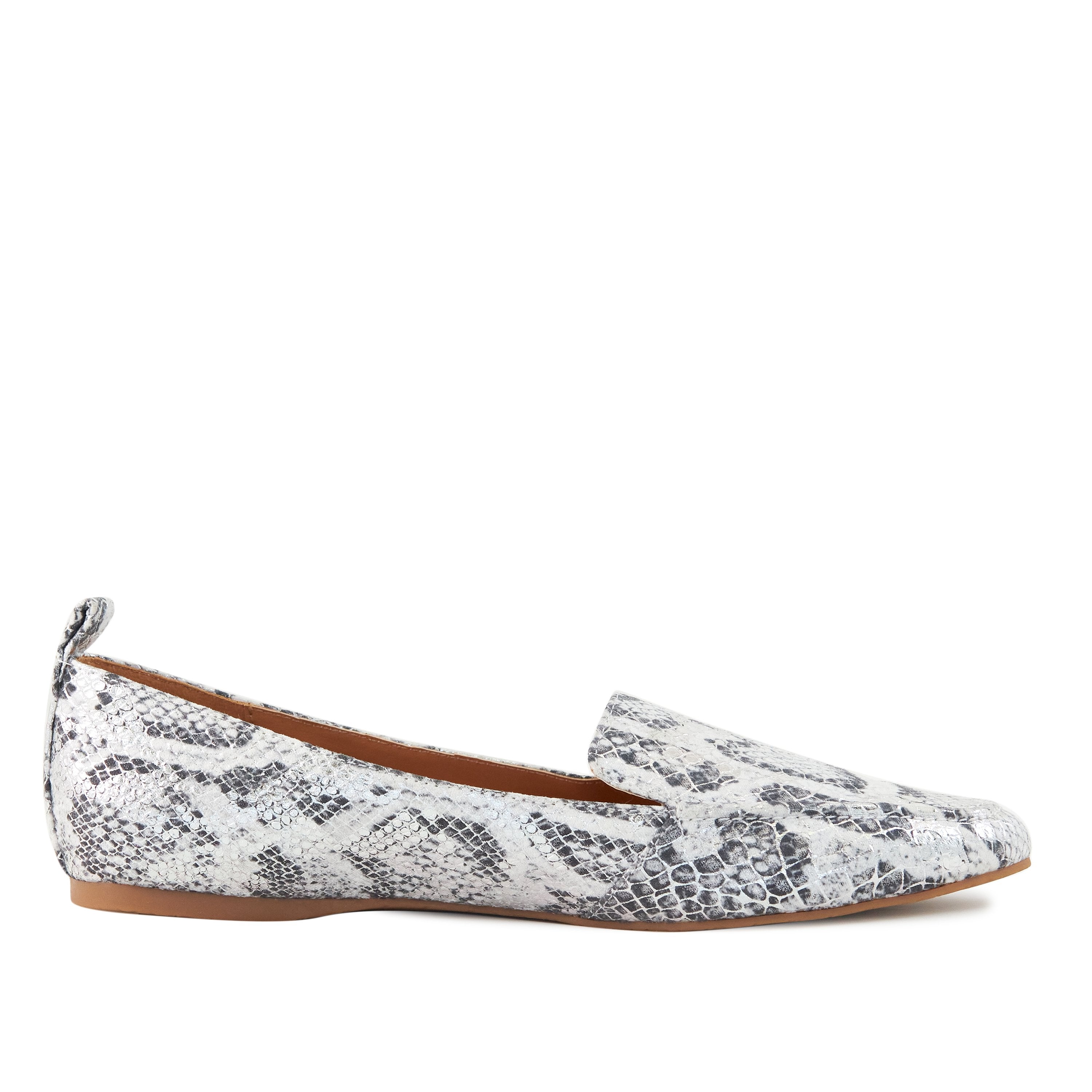 Socialite Flat (Silver Snake Skin)