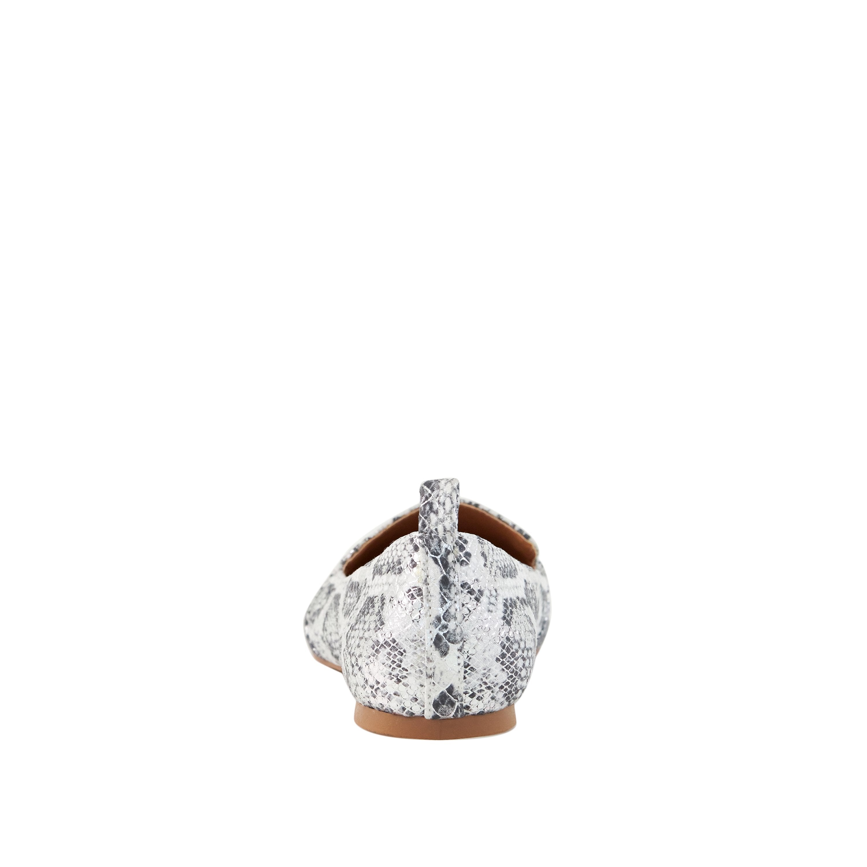 Socialite Flat (Silver Snake Skin)