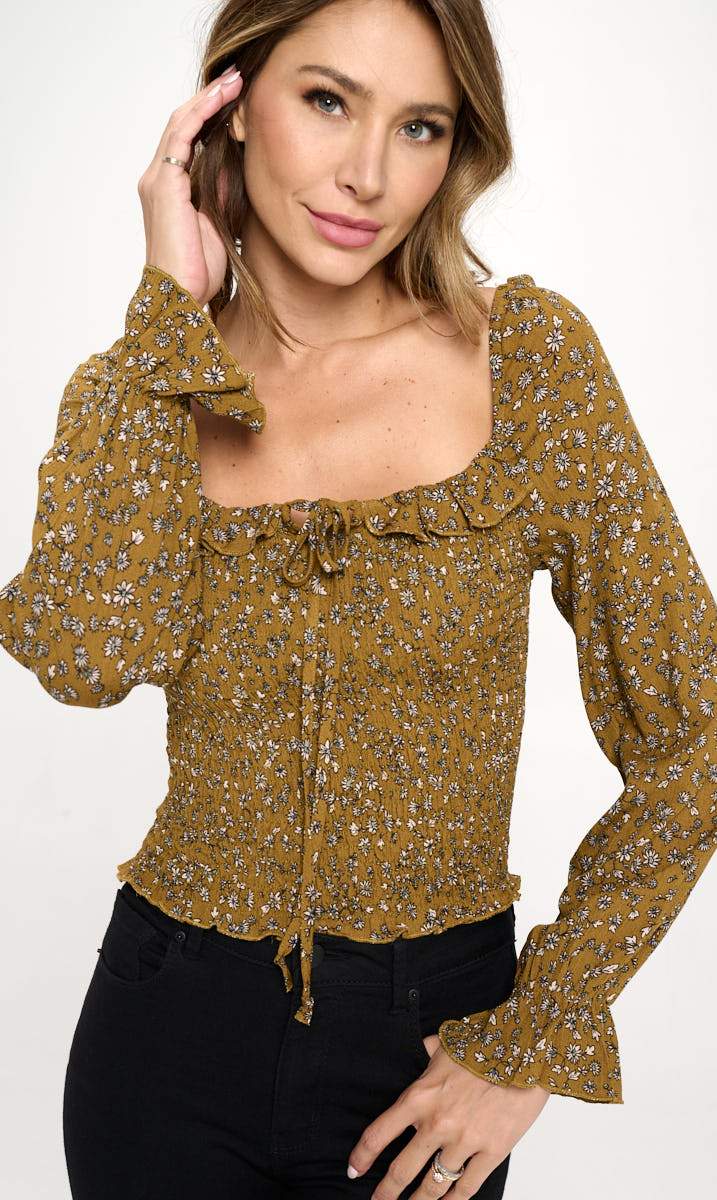 ARROW Smocked Floral Top