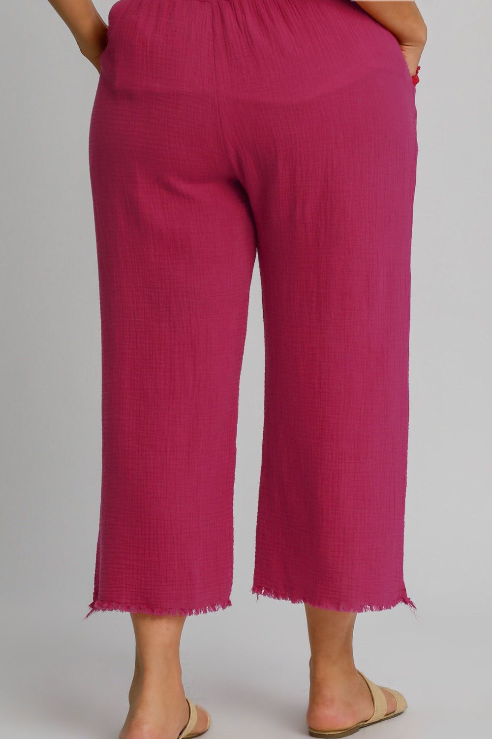 Raw Ease Elastic Waist Wide Leg Pants