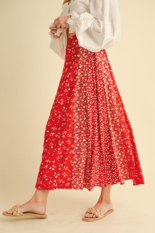 Crimson Meadow Patchwork Maxi Skirt