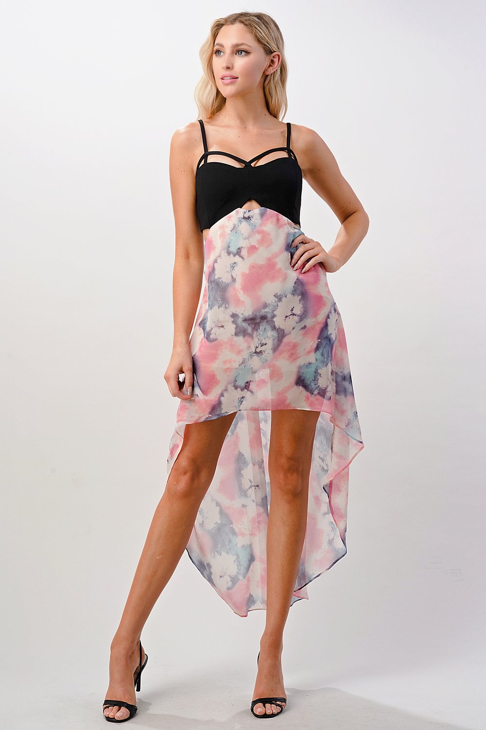 ARROW Strappy Bodice Tie-Dye High-Low Dress