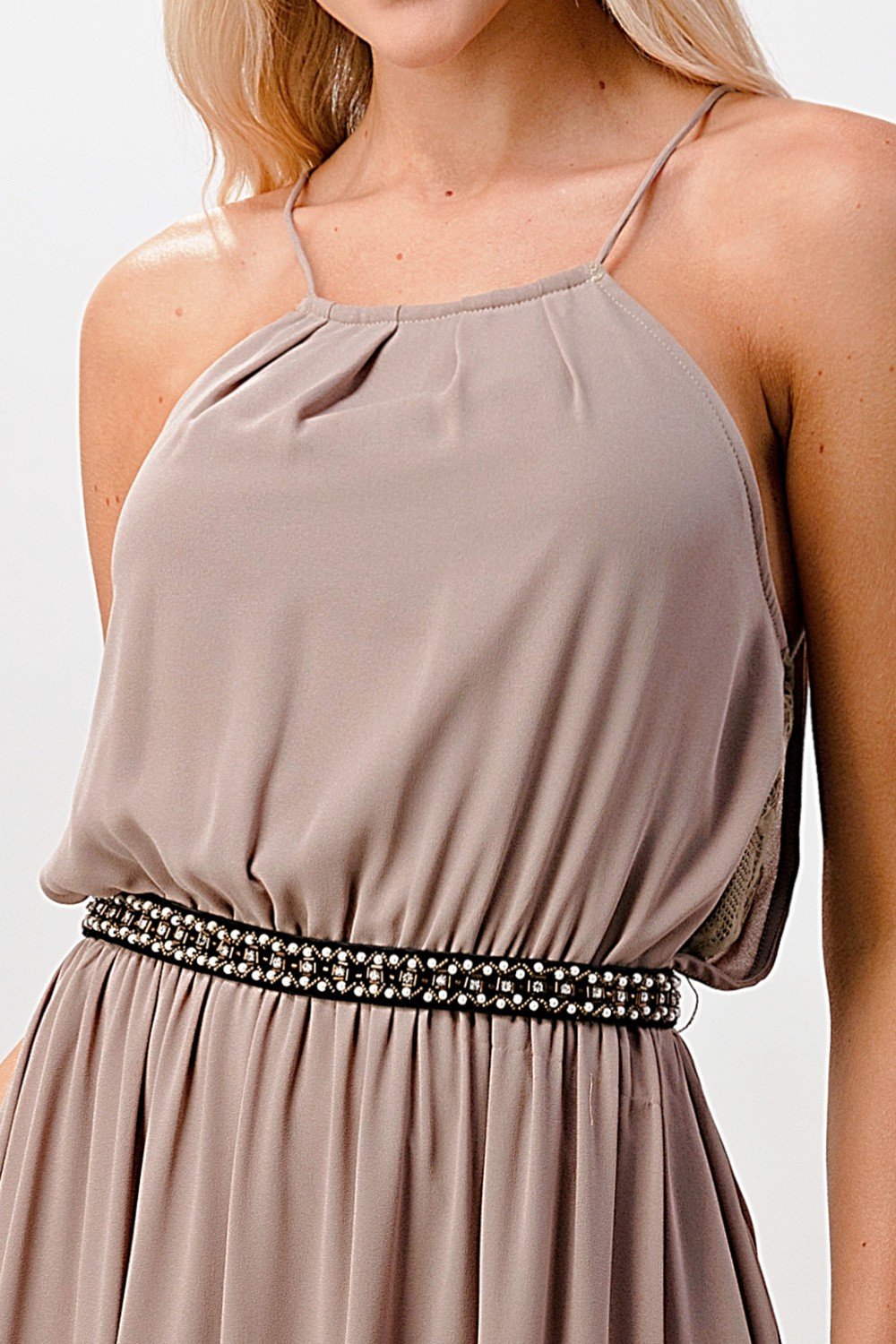 ARROW Halter Neck Maxi Dress with Beaded Waist Detail