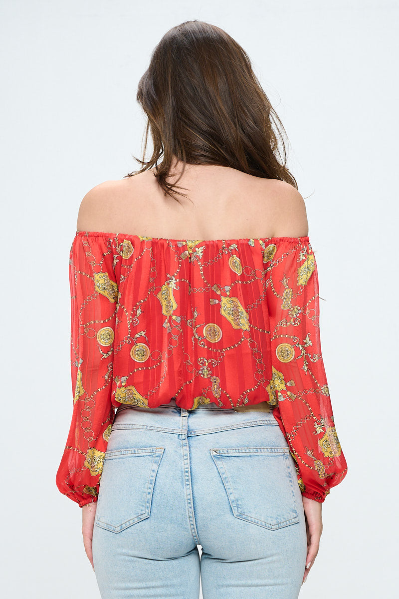 ARROW Off-Shoulder Top with Long Sleeves