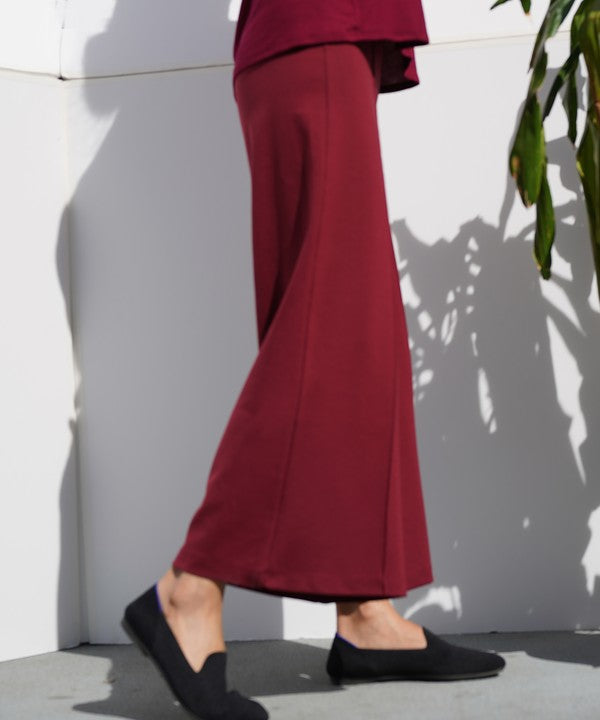 Bamboo Ponte High-Waist Wide Leg Ankle Pant