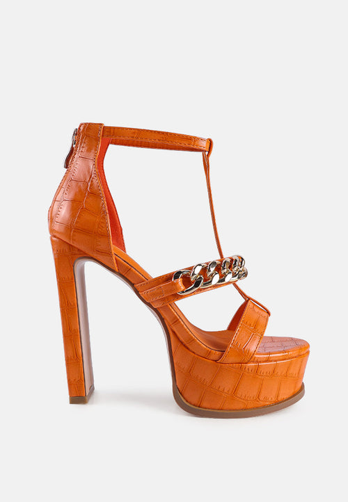 Bonita Metal Chain Zip Up Heels