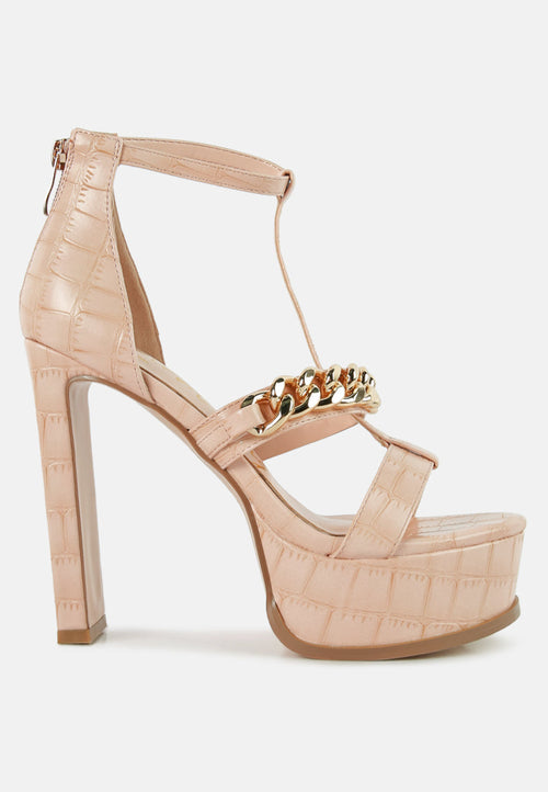Bonita Metal Chain Zip Up Heels