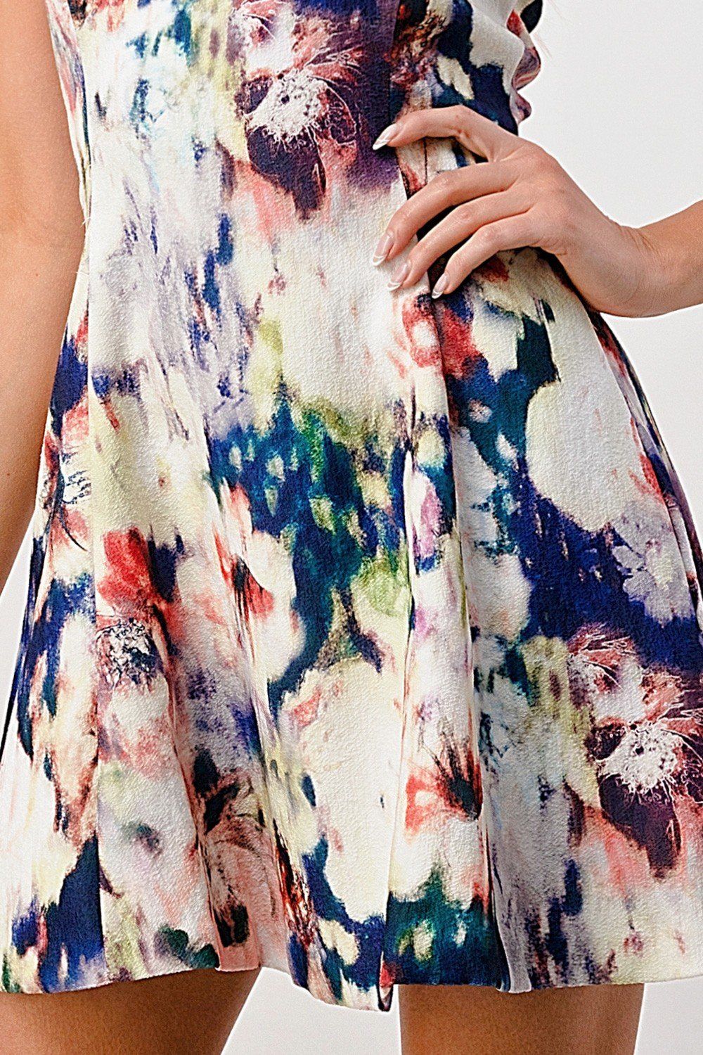 ARROW Sleeveless A-Line Dress with Watercolor Floral Print